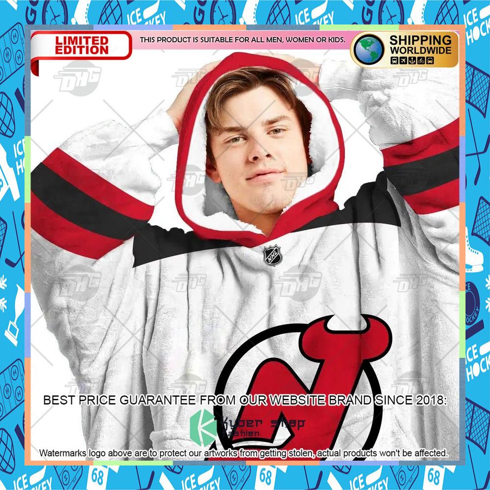 NHL New Jersey Devils white CUSTOM Oodie Blanket Hoodie 12 NHL New Jersey Devils white CUSTOM Oodie Blanket Hoodie word2