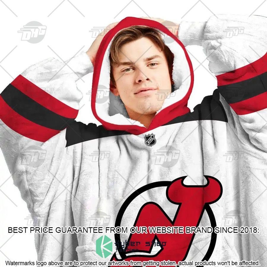NHL New Jersey Devils white CUSTOM Oodie Blanket Hoodie 5 NHL New Jersey Devils white CUSTOM Oodie Blanket Hoodie word2