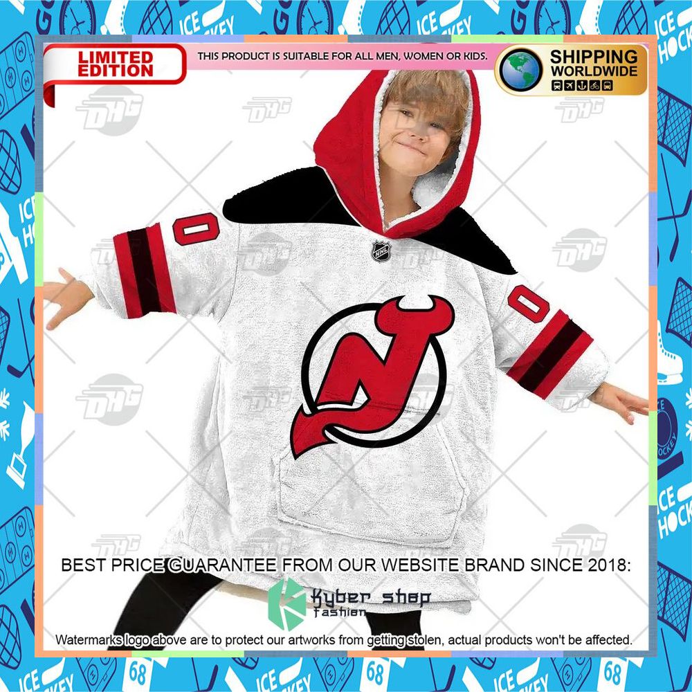 NHL New Jersey Devils white CUSTOM Oodie Blanket Hoodie 15 NHL New Jersey Devils white CUSTOM Oodie Blanket Hoodie word2