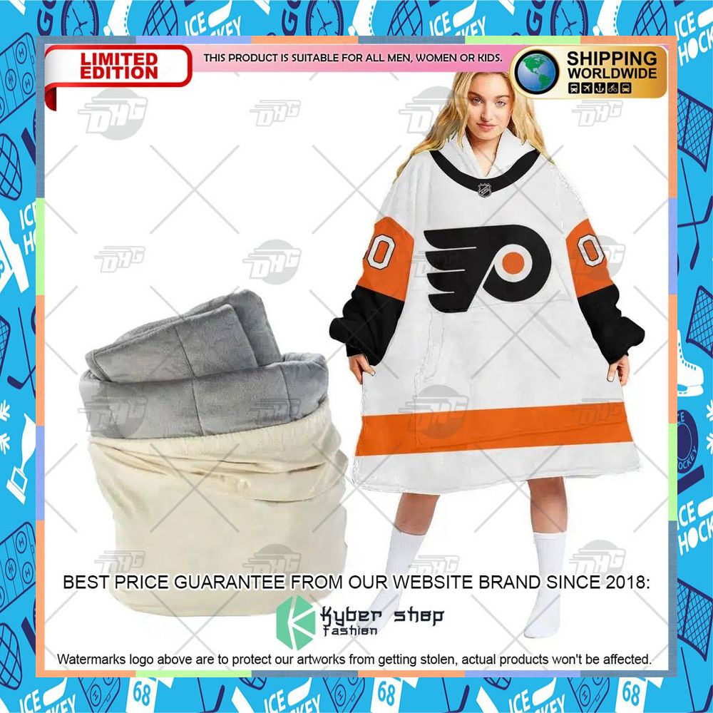 NHL Philadelphia Flyers white CUSTOM Oodie Blanket Hoodie 11 NHL Philadelphia Flyers white CUSTOM Oodie Blanket Hoodie word1