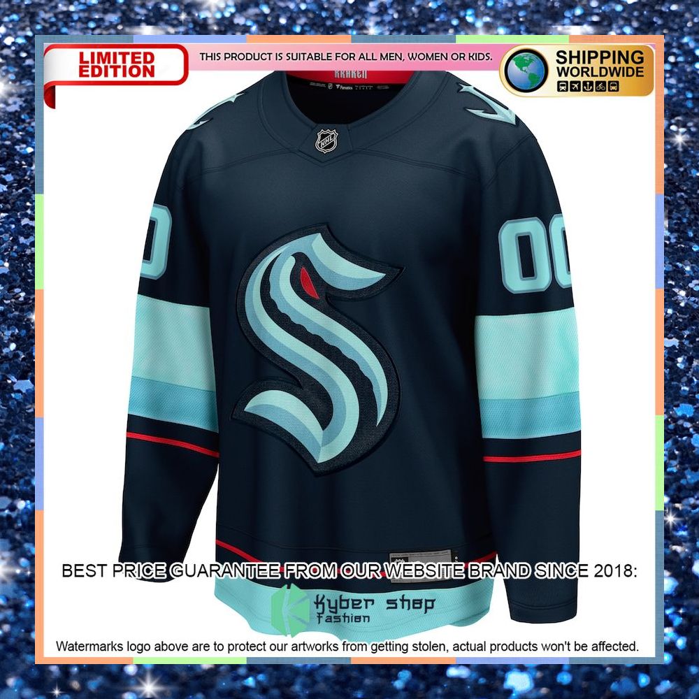 NHL Seattle Kraken Home Custom Navy Hockey Jersey 5 NHL Seattle Kraken Home Custom Navy Hockey Jersey word2