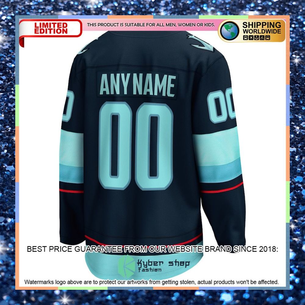NHL Seattle Kraken Home Custom Navy Hockey Jersey 6 NHL Seattle Kraken Home Custom Navy Hockey Jersey word2