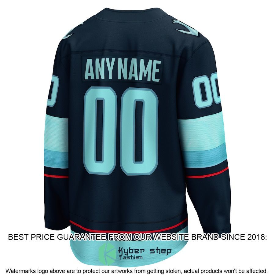 NHL Seattle Kraken Home Custom Navy Hockey Jersey 3 NHL Seattle Kraken Home Custom Navy Hockey Jersey word2