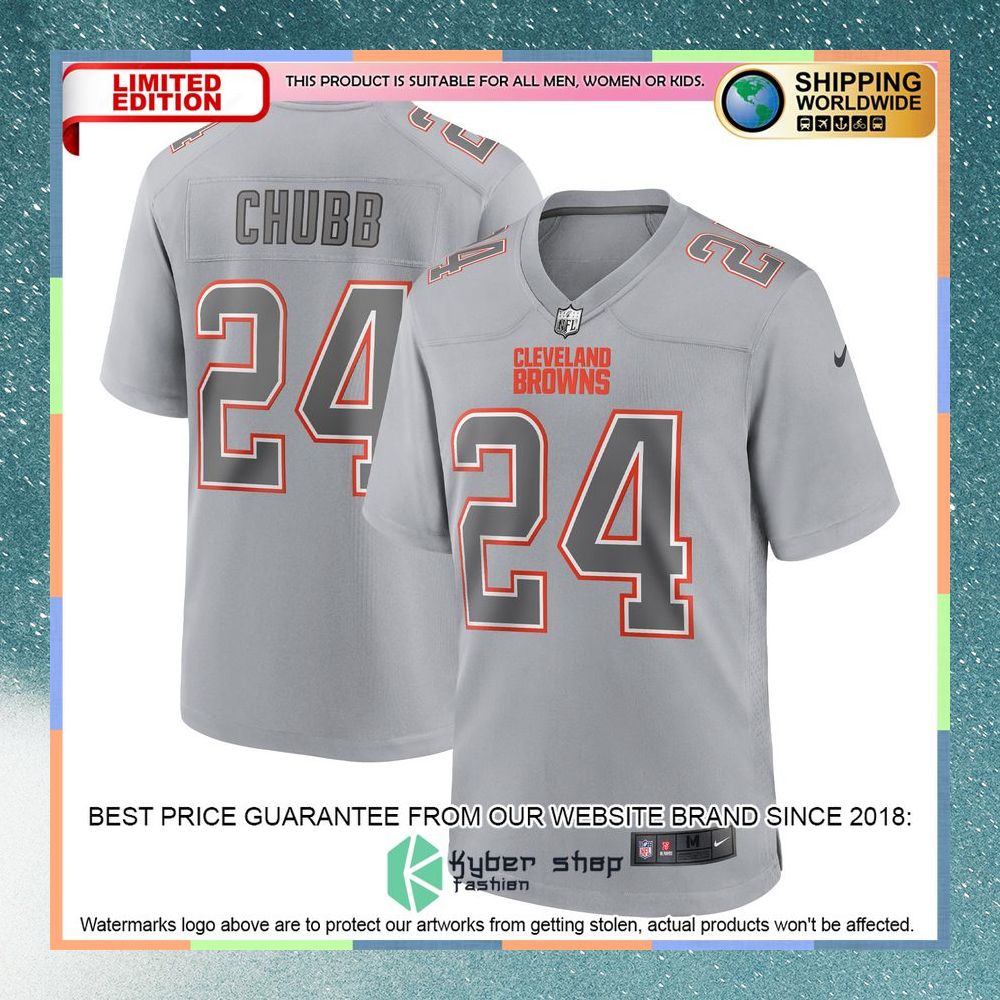 Nick Chubb Cleveland Browns Atmosphere Fashion Gray Football Jersey 5 Nick Chubb Cleveland Browns Atmosphere Fashion Gray Football Jersey word3