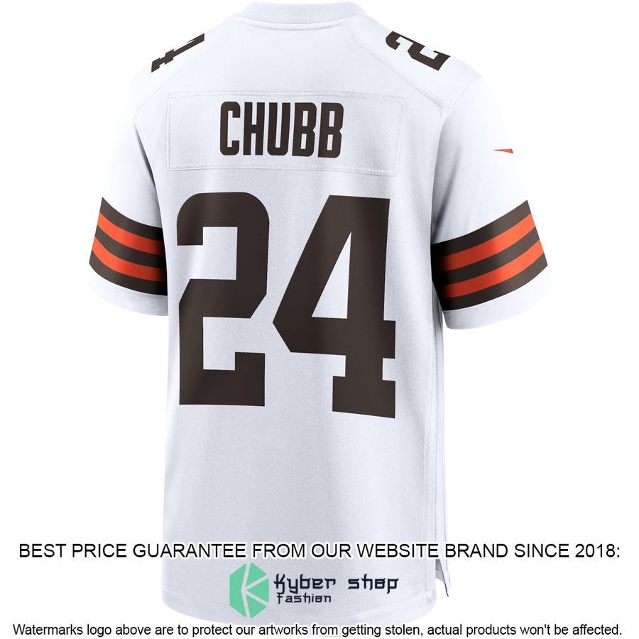 Nick Chubb Cleveland Browns White Football Jersey 3 Nick Chubb Cleveland Browns White Football Jersey word2