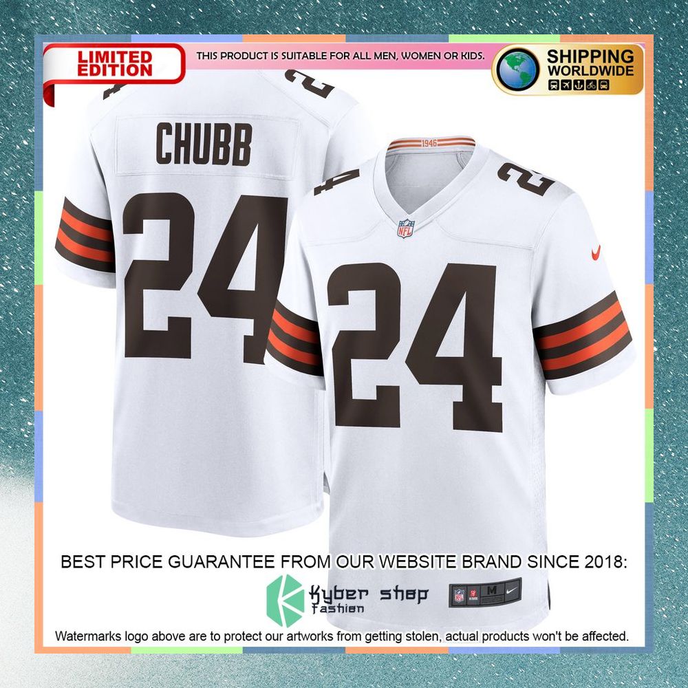 Nick Chubb Cleveland Browns White Football Jersey 8 Nick Chubb Cleveland Browns White Football Jersey word2