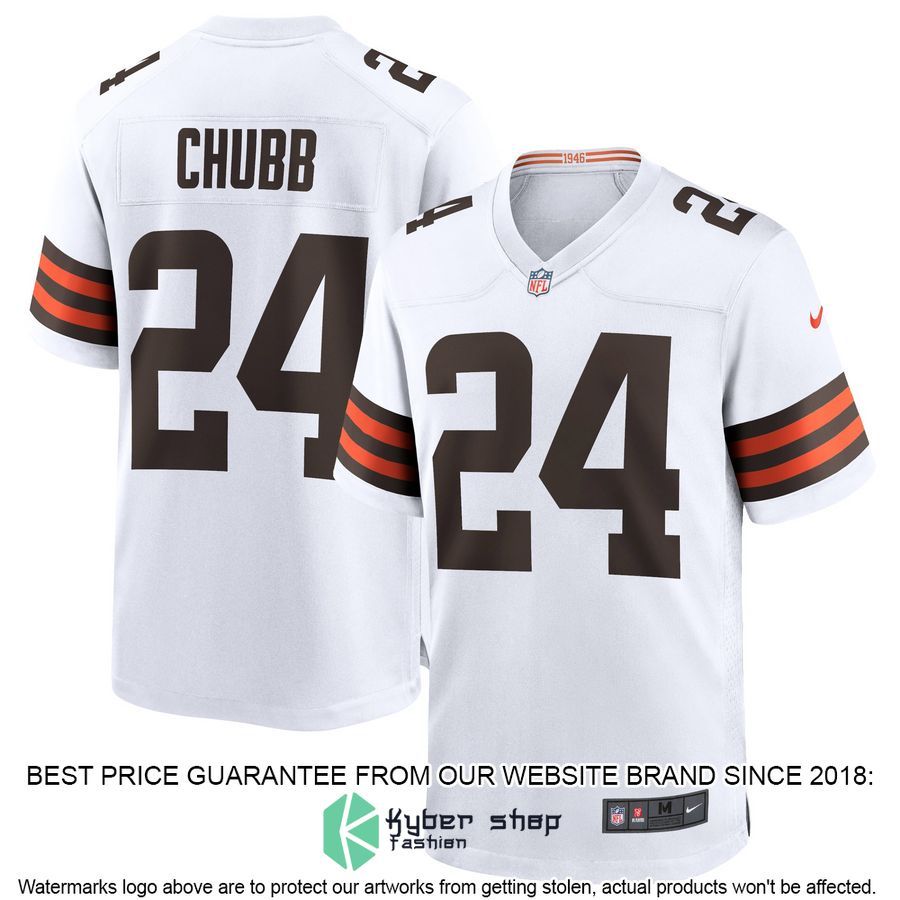 Nick Chubb Cleveland Browns White Football Jersey 4 Nick Chubb Cleveland Browns White Football Jersey word2
