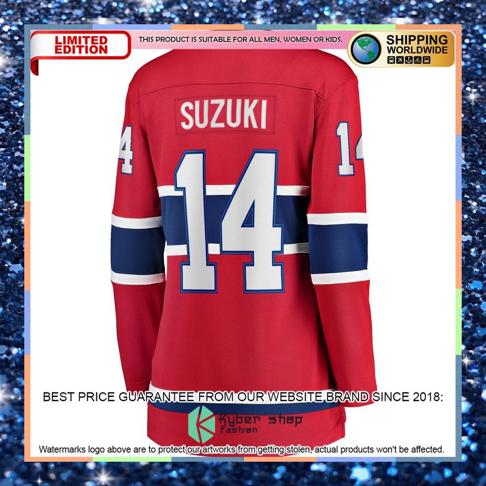 Nick Suzuki Montreal Canadiens Women's Home Captain Patch Red Hockey Jersey 7 Nick Suzuki Montreal Canadiens Women's Home Captain Patch Red Hockey Jersey word2