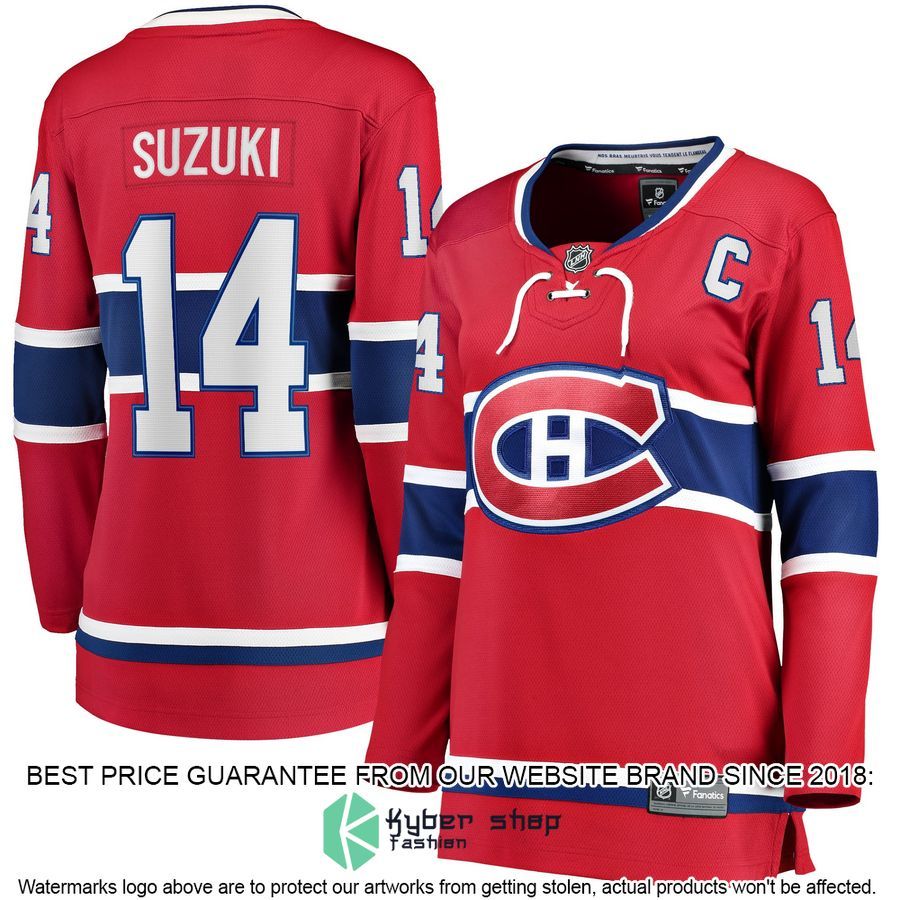 Nick Suzuki Montreal Canadiens Women's Home Captain Patch Red Hockey Jersey 4 Nick Suzuki Montreal Canadiens Women's Home Captain Patch Red Hockey Jersey word2
