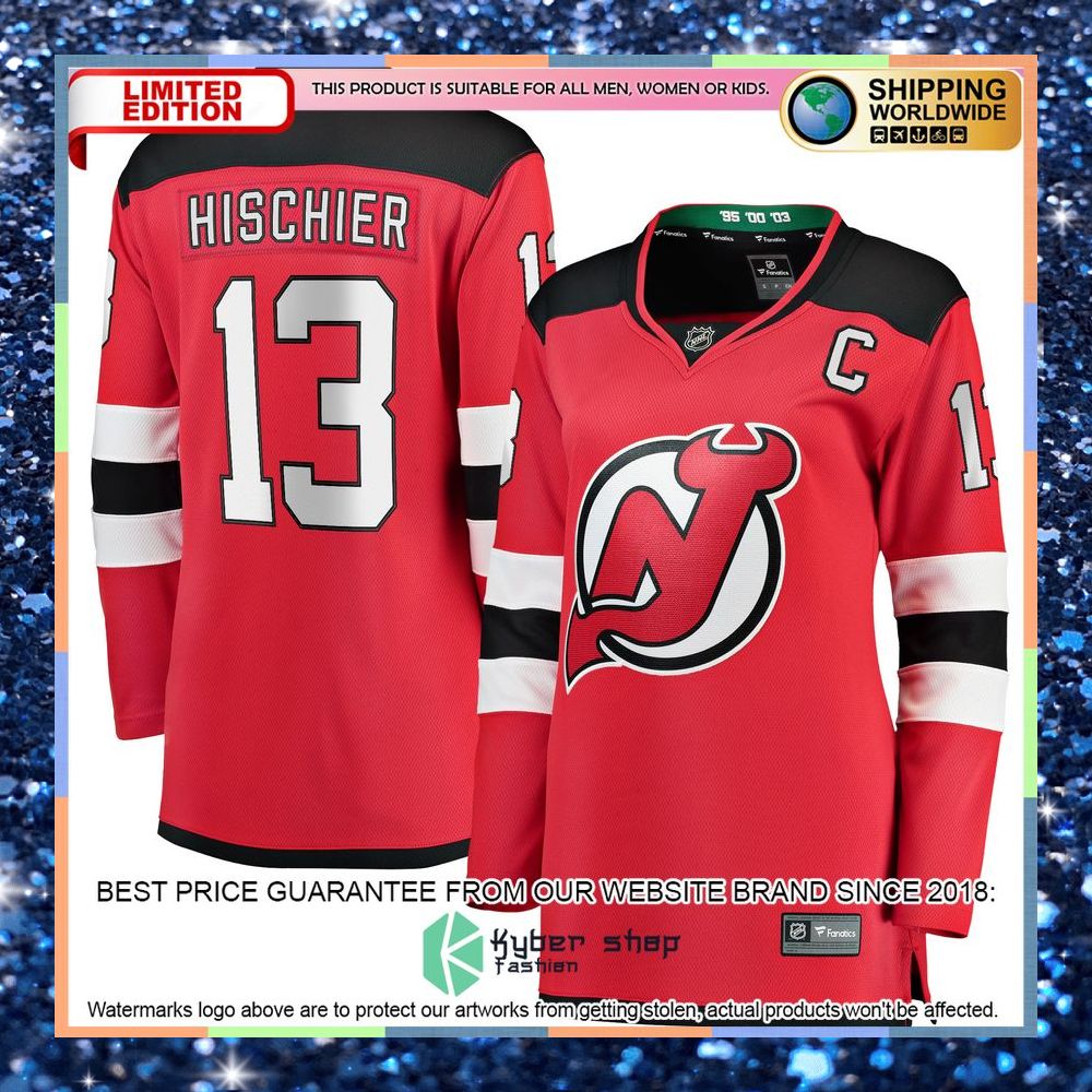 Nico Hischier New Jersey Devils Women's Home Premier Red Hockey Jersey 9 Nico Hischier New Jersey Devils Women's Home Premier Red Hockey Jersey word1