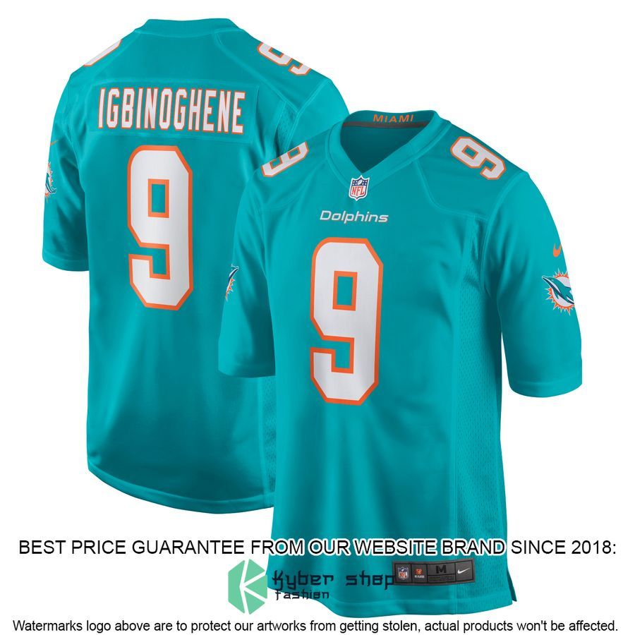 Noah Igbinoghene Miami Dolphins Aqua Football Jersey