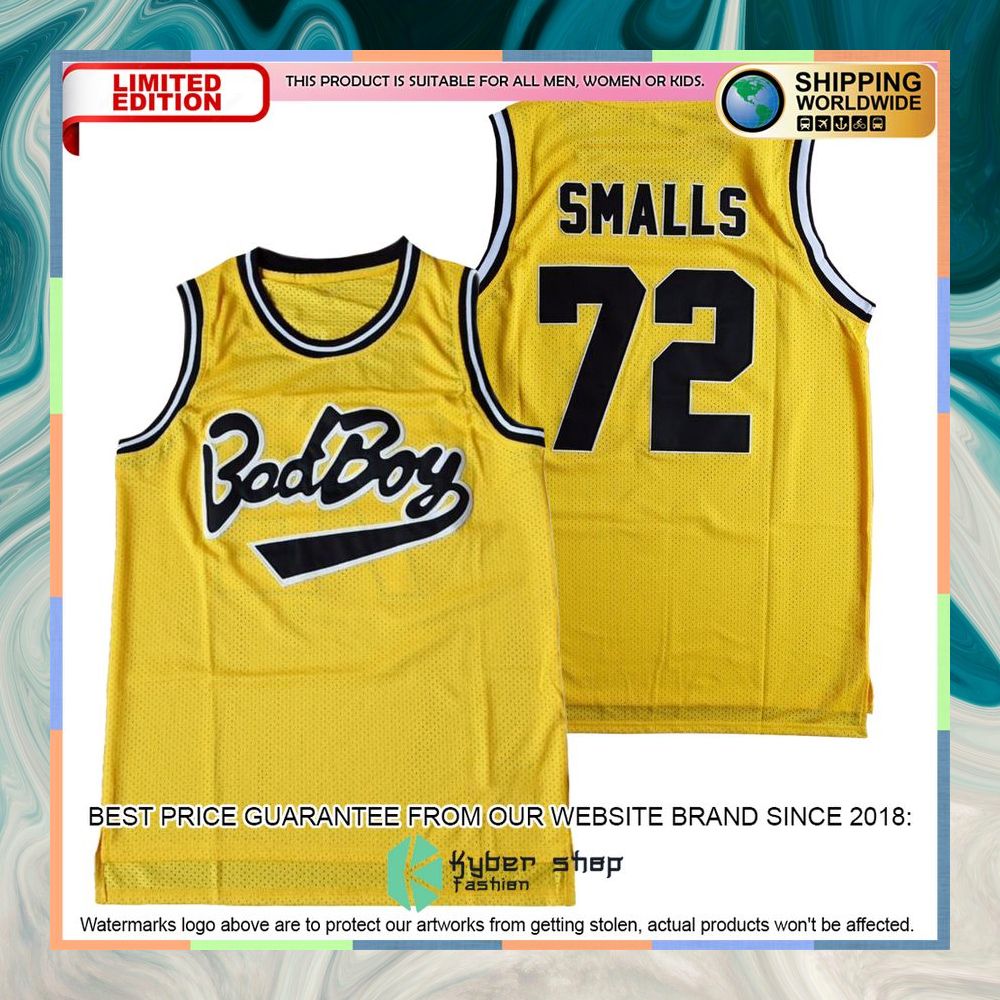 Notorious B.I.G. Biggie Smalls Bad Boy yellow Basketball Jersey 6 Notorious B.I.G. Biggie Smalls Bad Boy yellow Basketball Jersey word3