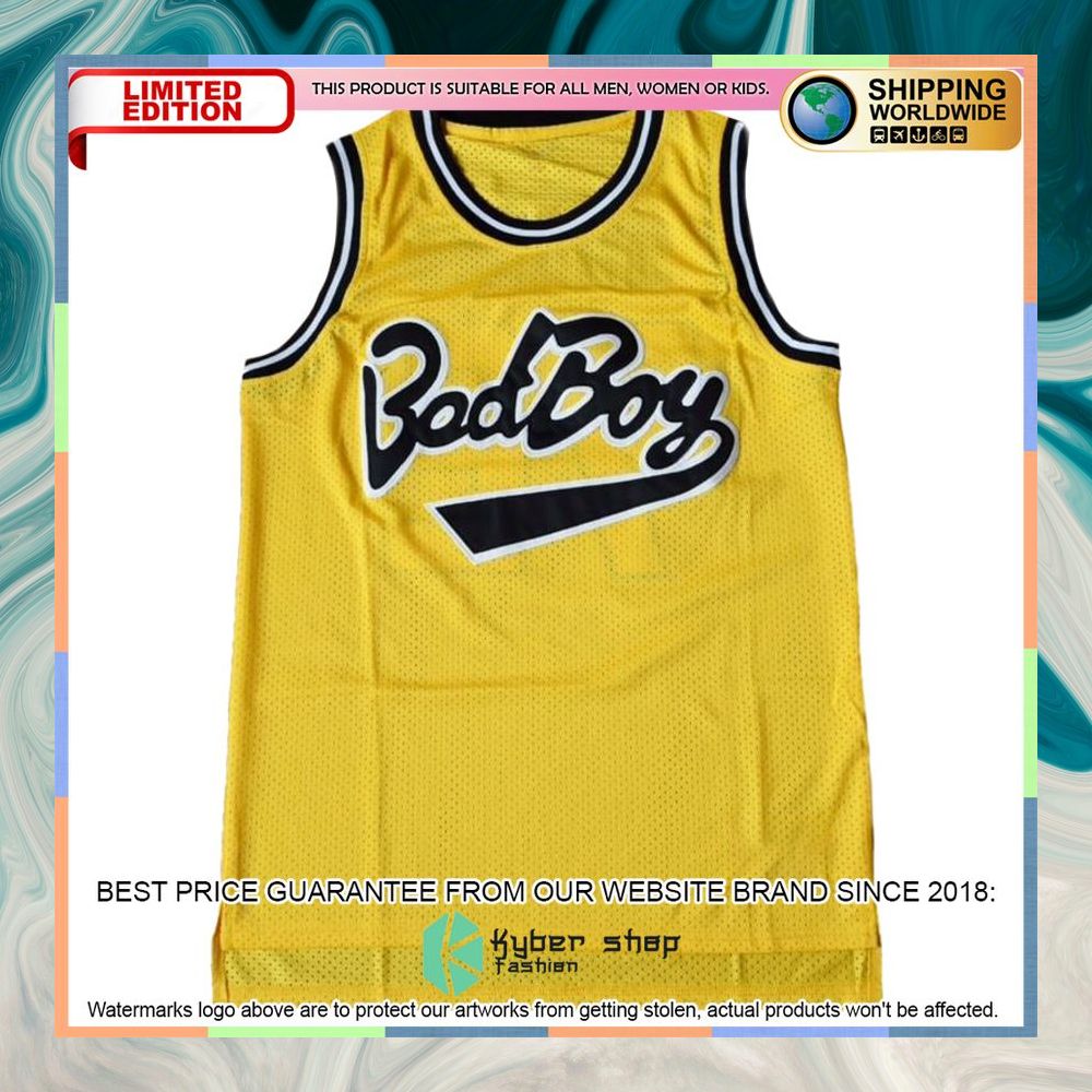 Notorious B.I.G. Biggie Smalls Bad Boy yellow Basketball Jersey 7 Notorious B.I.G. Biggie Smalls Bad Boy yellow Basketball Jersey word3