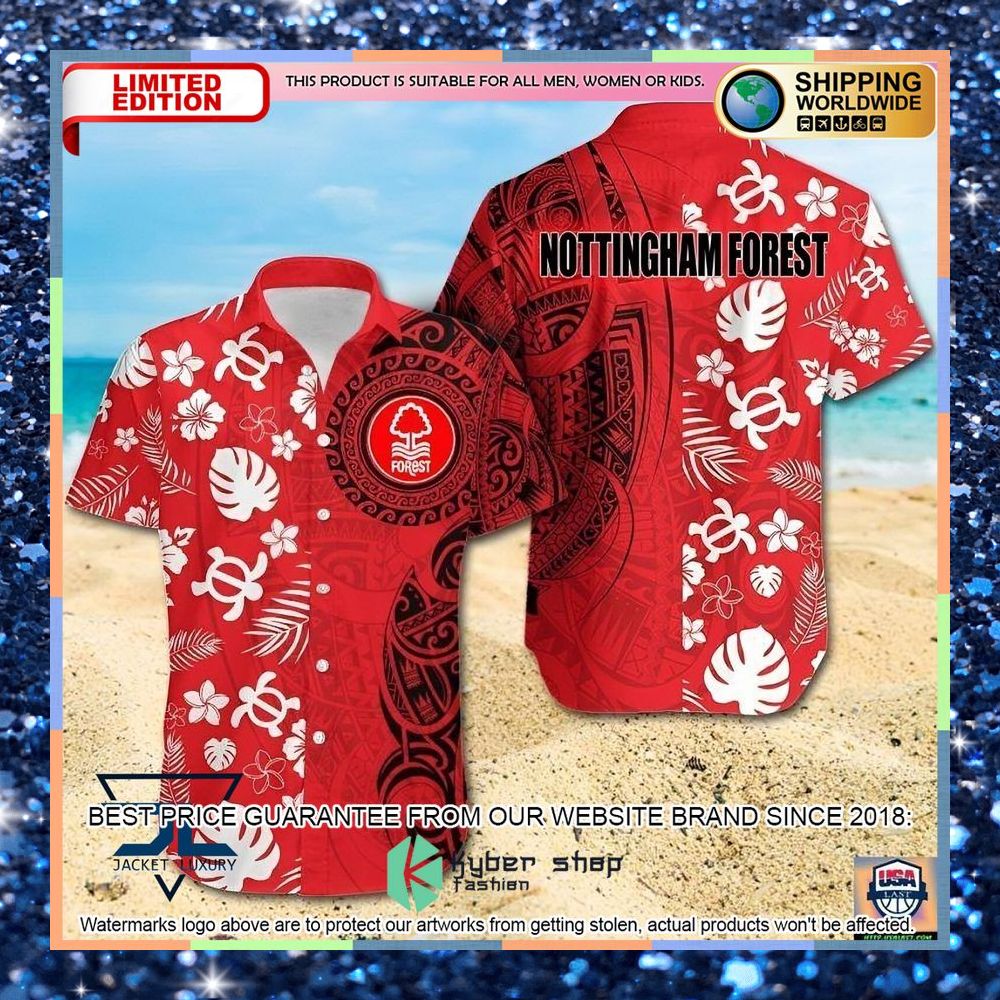 Nottingham Forest F.C red Hawaiian Shirt, Shorts 3 Nottingham Forest F.C red Hawaiian Shirt, Shorts word1
