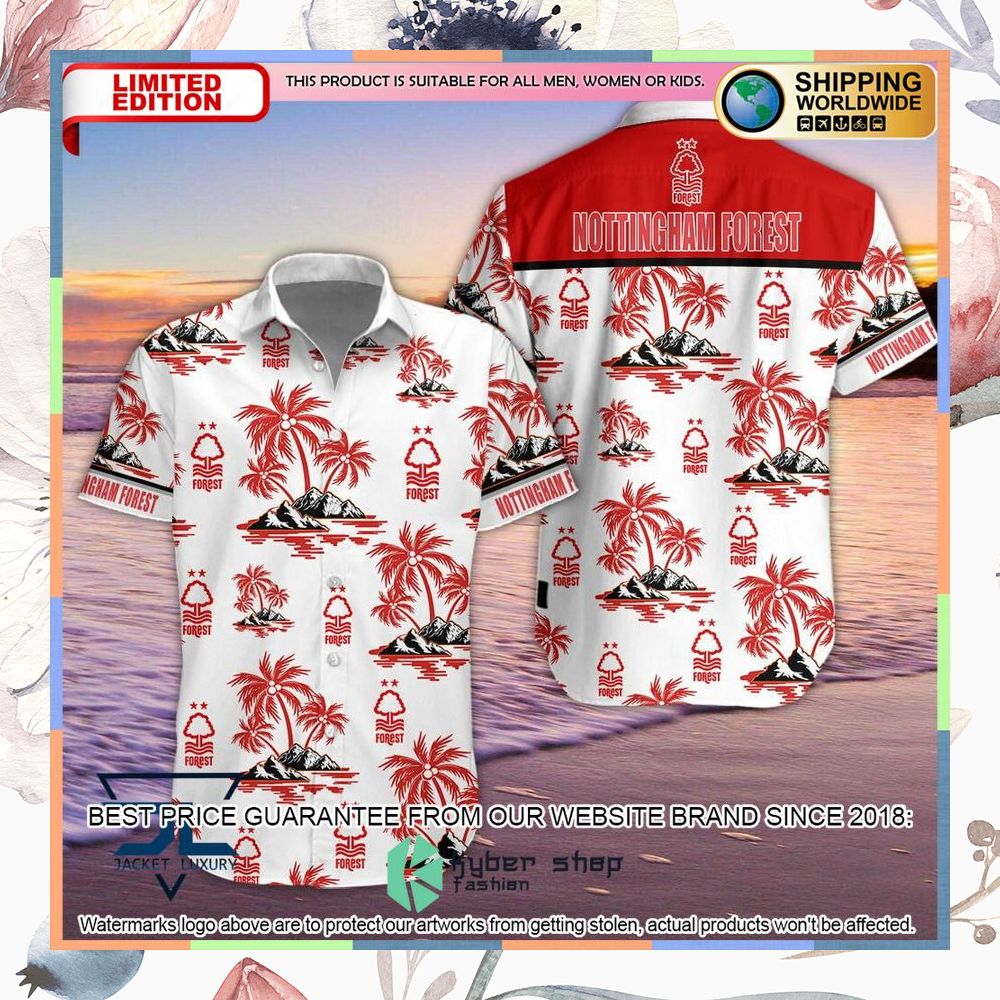 Nottingham Forest F.C white Hawaiian Shirt, Shorts 5 Nottingham Forest F.C white Hawaiian Shirt, Shorts word1