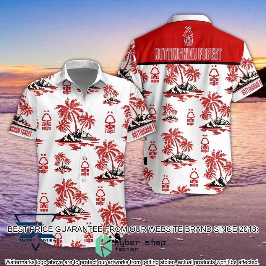 Nottingham Forest F.C white Hawaiian Shirt, Shorts