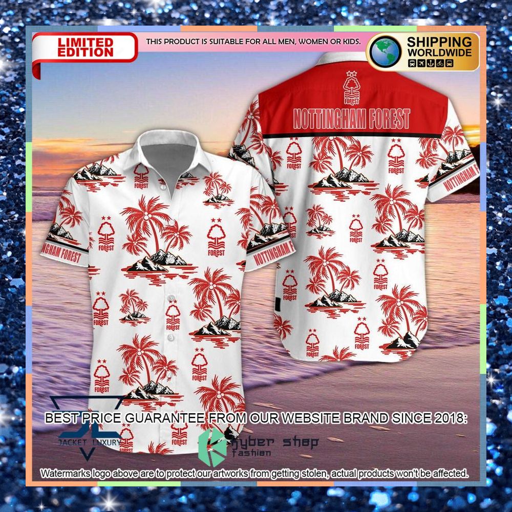 Nottingham Forest F.C white Hawaiian Shirt, Shorts 3 Nottingham Forest F.C white Hawaiian Shirt, Shorts word1