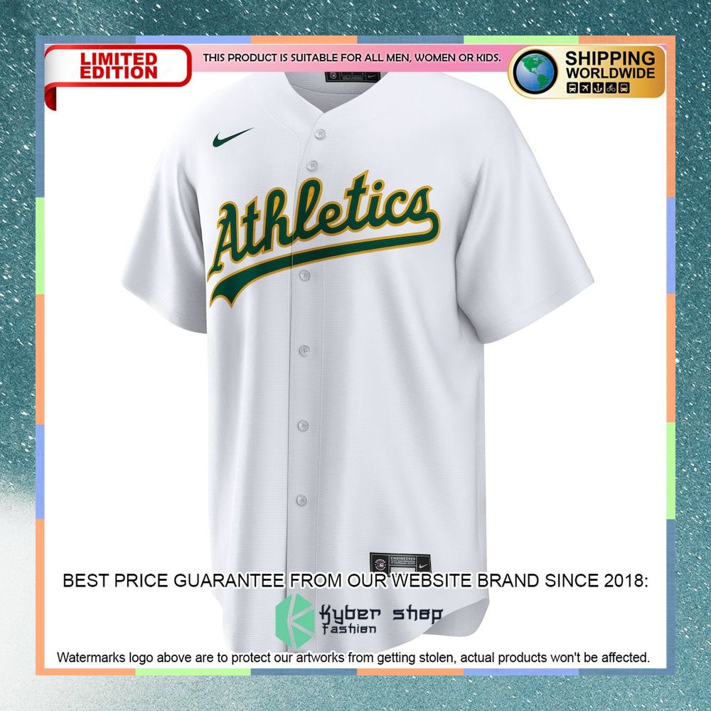 Oakland Athletics Home Blank White Baseball Jersey 5 Oakland Athletics Home Blank White Baseball Jersey word2
