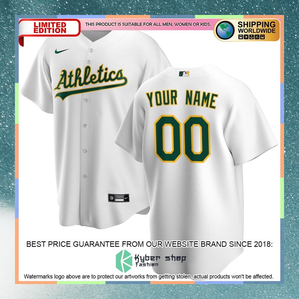Oakland Athletics Home CUSTOM White Baseball Jersey 4 Oakland Athletics Home CUSTOM White Baseball Jersey word2