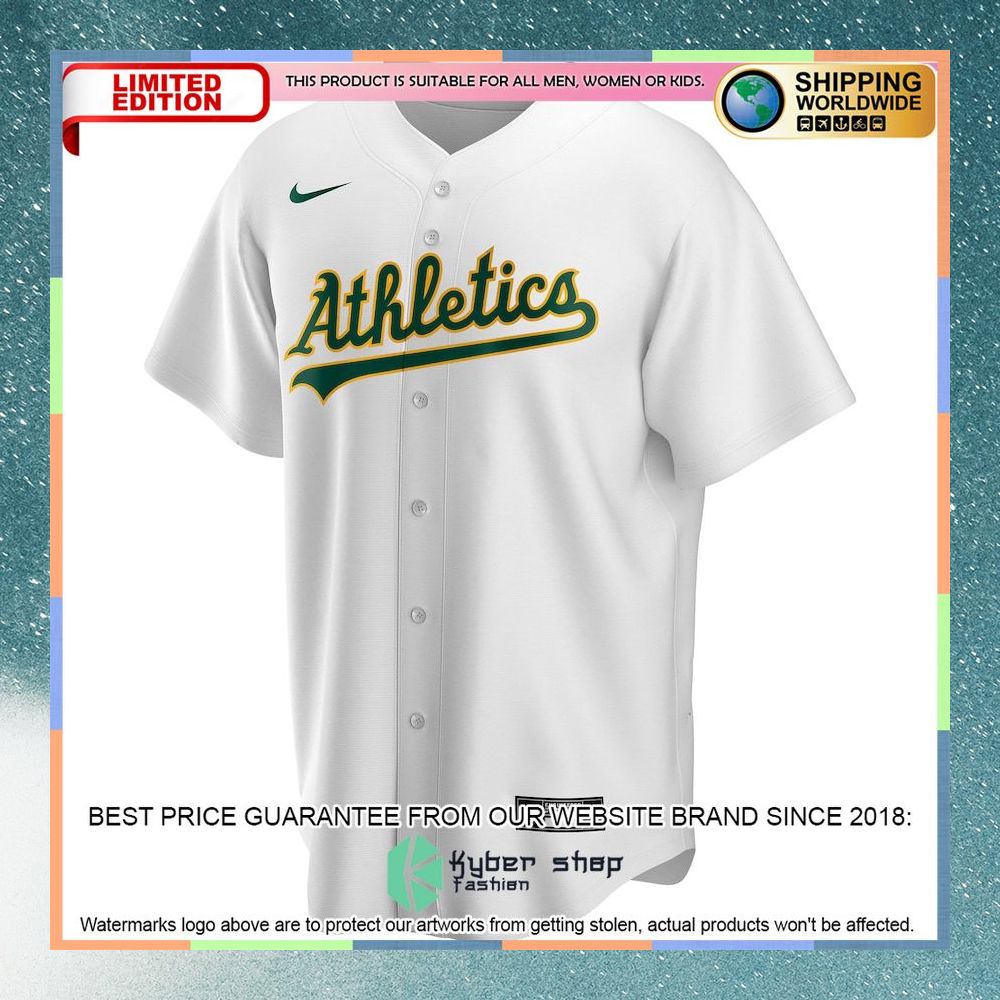 Oakland Athletics Home CUSTOM White Baseball Jersey 5 Oakland Athletics Home CUSTOM White Baseball Jersey word2