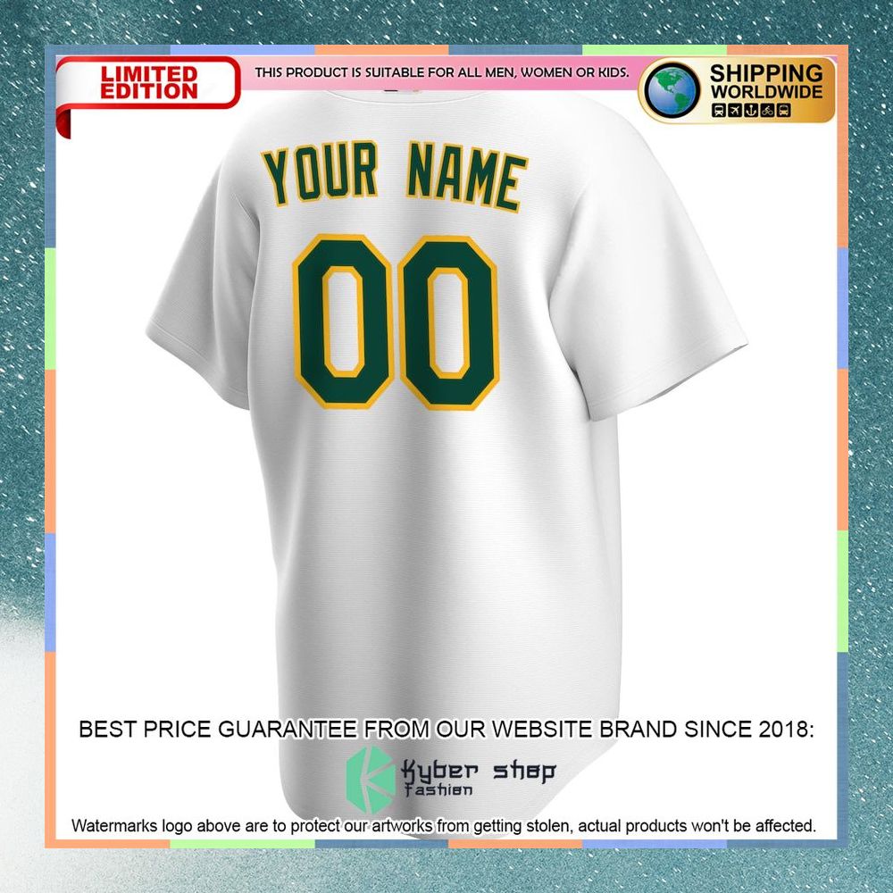 Oakland Athletics Home CUSTOM White Baseball Jersey 6 Oakland Athletics Home CUSTOM White Baseball Jersey word2