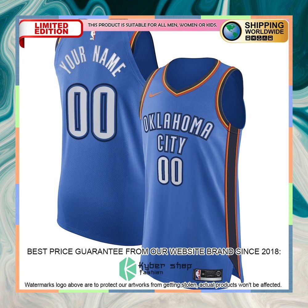 Oklahoma City Thunder Nike Custom Blue Basketball Jersey 4 Oklahoma City Thunder Nike Custom Blue Basketball Jersey word2