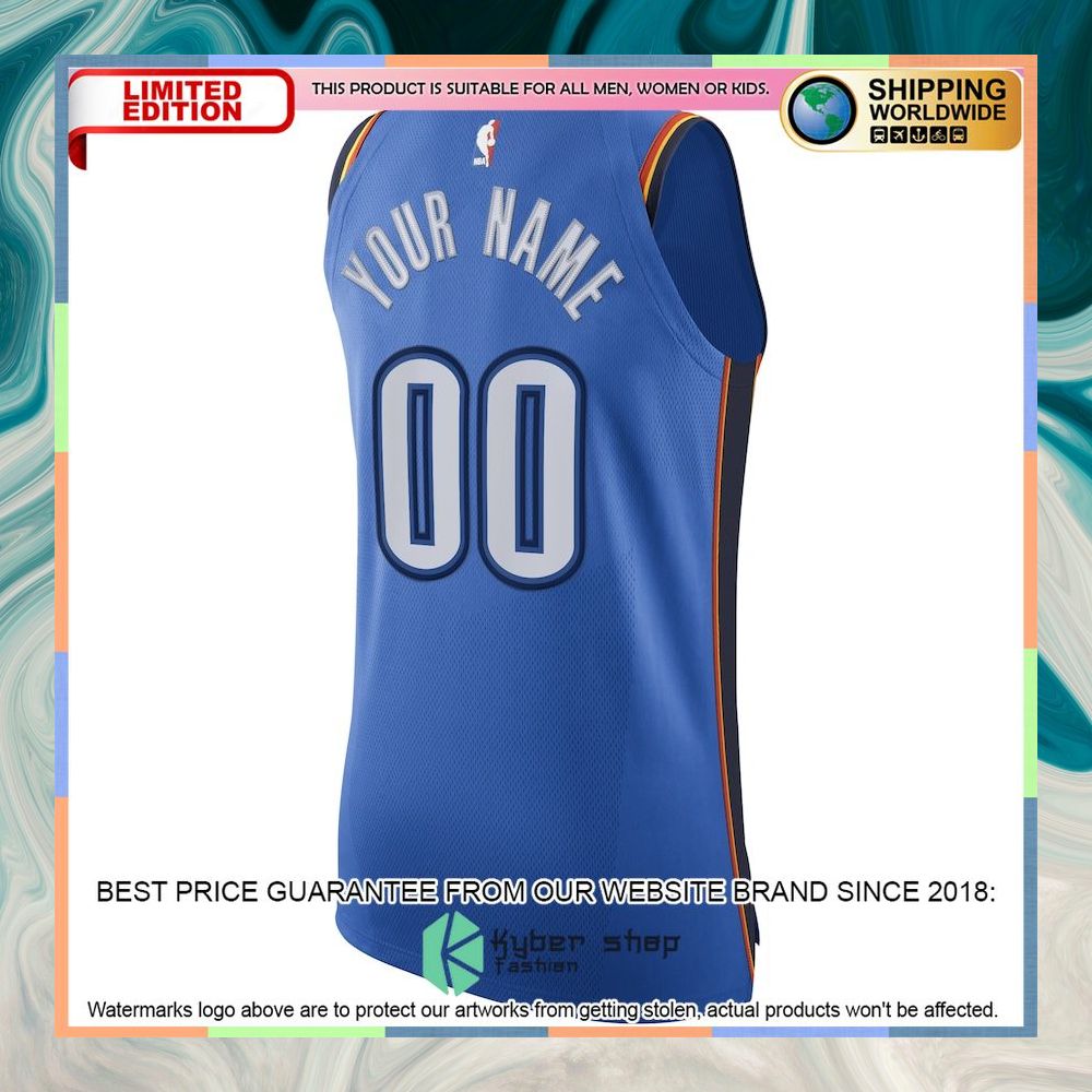 Oklahoma City Thunder Nike Custom Blue Basketball Jersey 6 Oklahoma City Thunder Nike Custom Blue Basketball Jersey word2