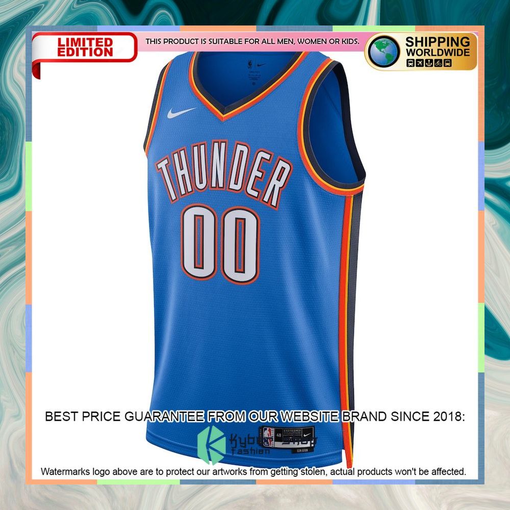 Oklahoma City Thunder Nike Unisex 2022-23 Custom Blue Basketball Jersey 5 Oklahoma City Thunder Nike Unisex 2022-23 Custom Blue Basketball Jersey word3