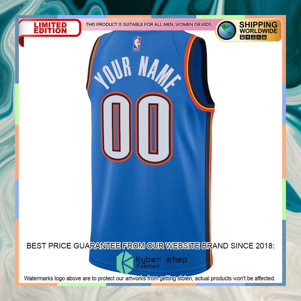 Oklahoma City Thunder Nike Unisex 2022-23 Custom Blue Basketball Jersey 6 Oklahoma City Thunder Nike Unisex 2022-23 Custom Blue Basketball Jersey word3
