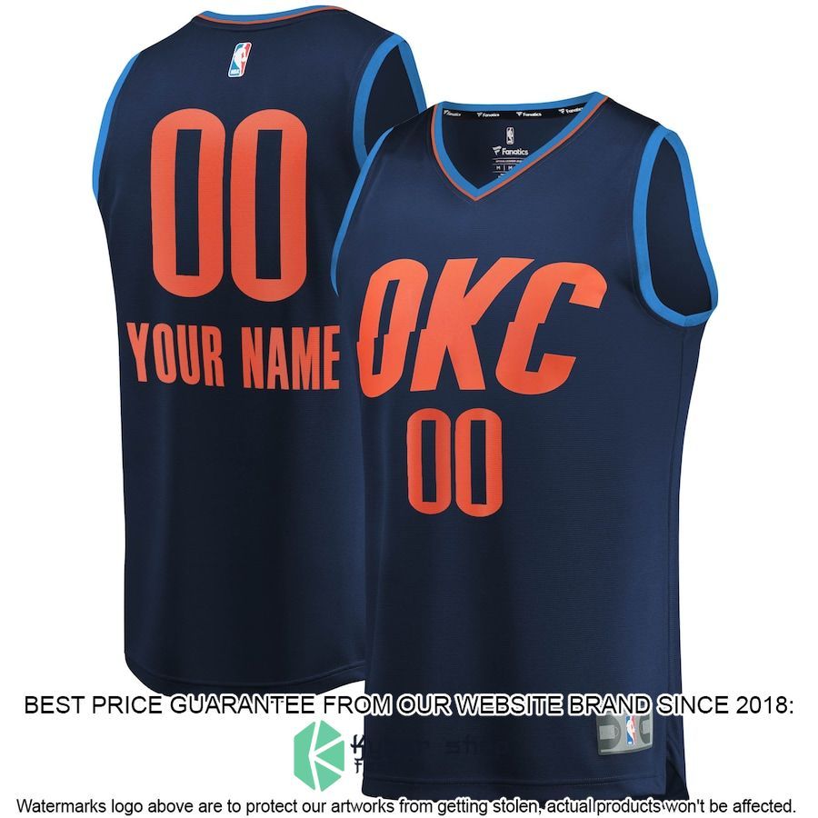 Oklahoma City Thunder Youth Custom Navy Basketball Jersey