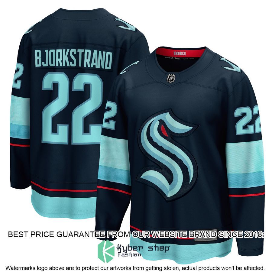 Oliver Bjorkstrand Seattle Kraken Deep Sea Blue Hockey Jersey