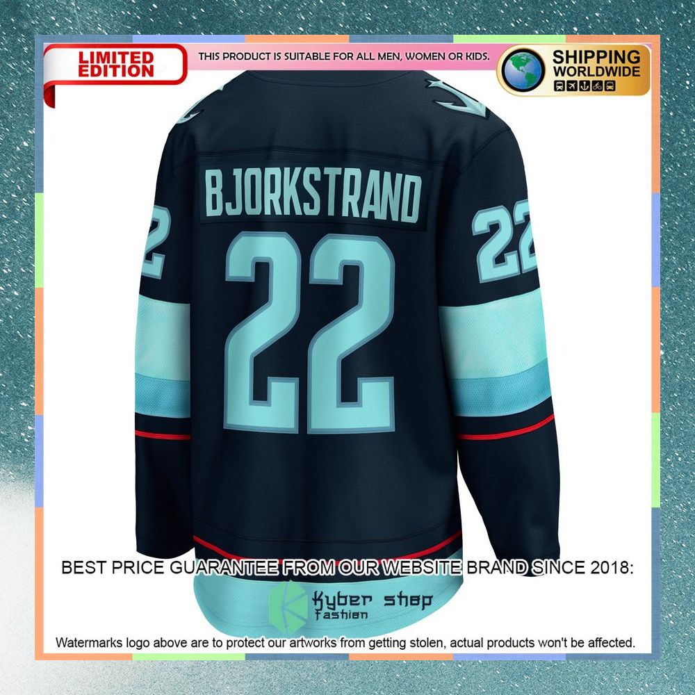 Oliver Bjorkstrand Seattle Kraken Deep Sea Blue Hockey Jersey 7 Oliver Bjorkstrand Seattle Kraken Deep Sea Blue Hockey Jersey word3