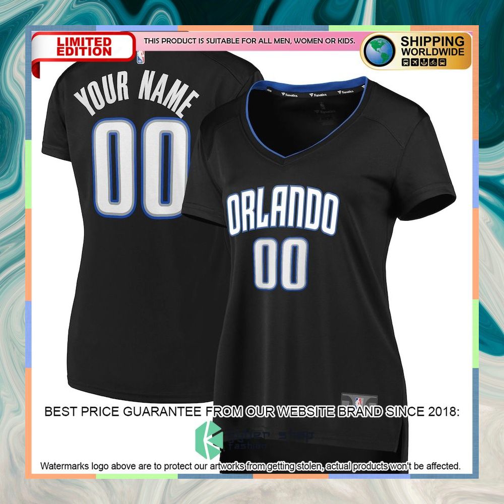 Orlando Magic Women's 2019 Custom Black Basketball Jersey 4 Orlando Magic Women's 2019 Custom Black Basketball Jersey word2