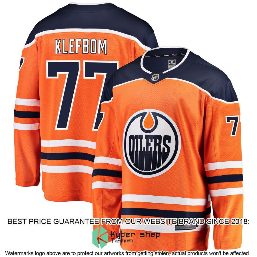 Oscar Klefblom Edmonton Oilers Orange Hockey Jersey