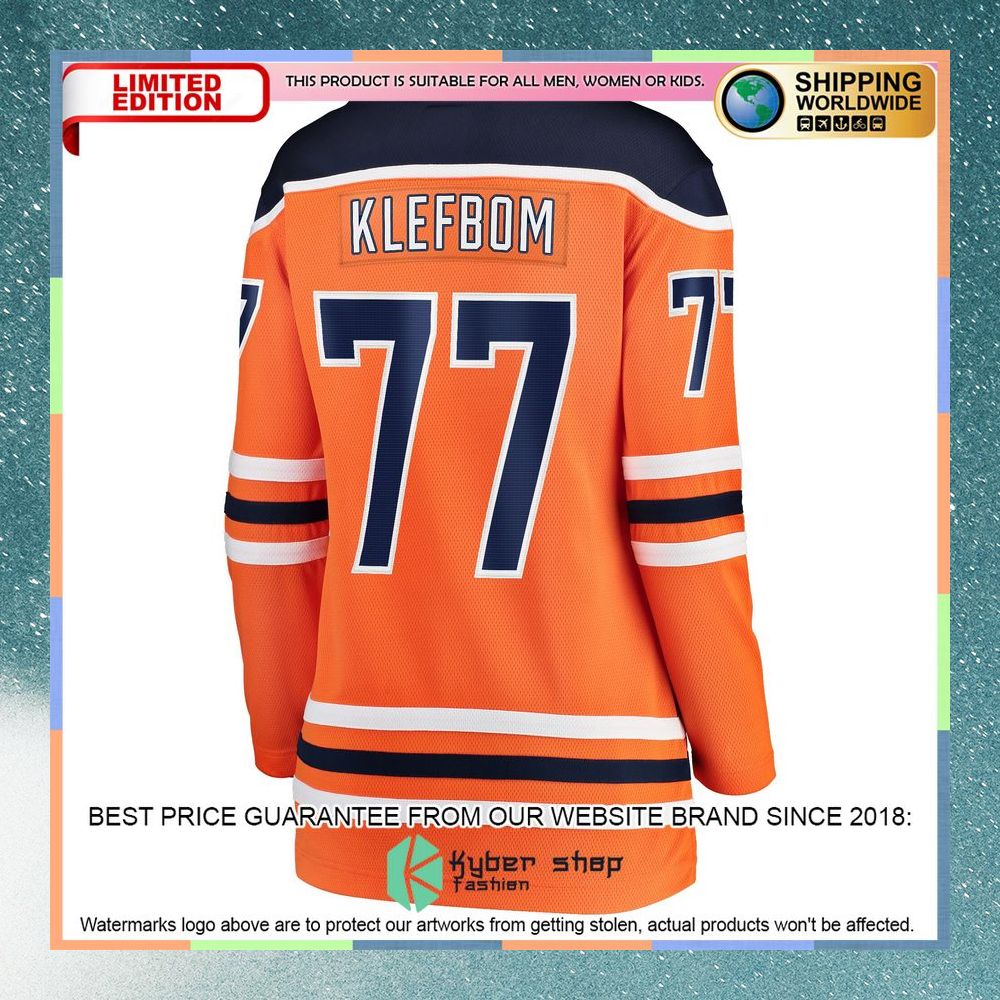 Oscar Klefblom Edmonton Oilers Women's Orange Hockey Jersey 7 Oscar Klefblom Edmonton Oilers Women's Orange Hockey Jersey word2
