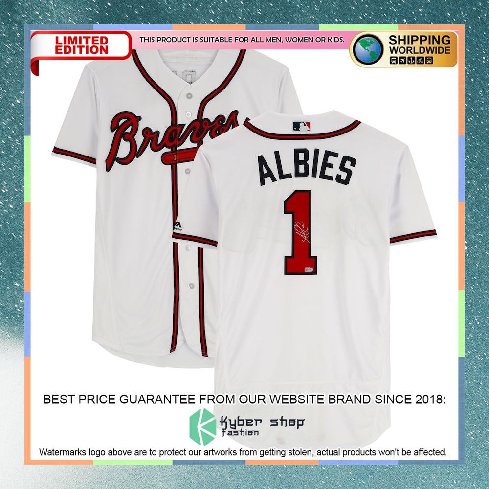 Ozzie Albies Atlanta Braves Topps Majestic White Baseball Jersey 4 Ozzie Albies Atlanta Braves Topps Majestic White Baseball Jersey word1