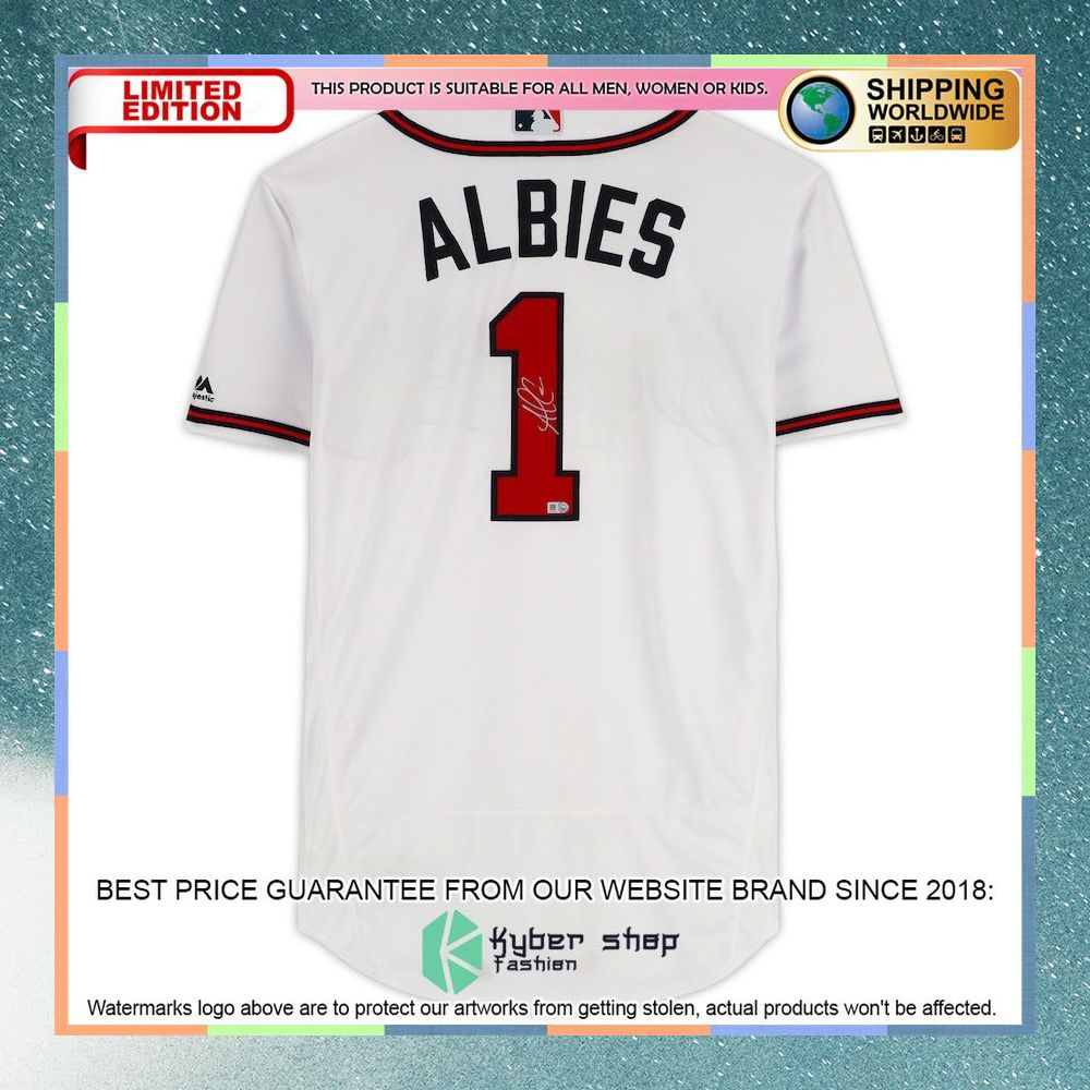 Ozzie Albies Atlanta Braves Topps Majestic White Baseball Jersey 5 Ozzie Albies Atlanta Braves Topps Majestic White Baseball Jersey word1
