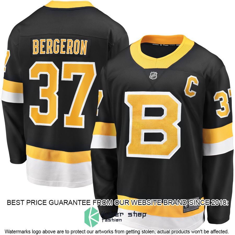Patrice Bergeron Boston Bruins Captain Alternate Premier Black Hockey Jersey