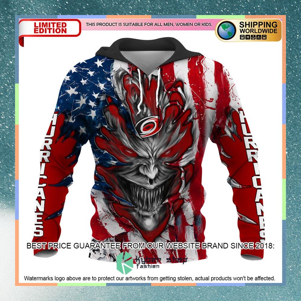 Personalized Carolina Hurricanes Demon US Flag 3D Hoodie 5 Personalized Carolina Hurricanes Demon US Flag 3D Hoodie word2