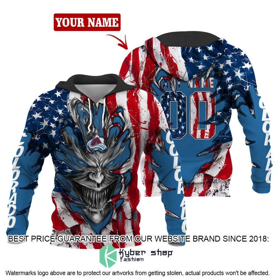Personalized Colorado Avalanche Demon US Flag 3D Hoodie