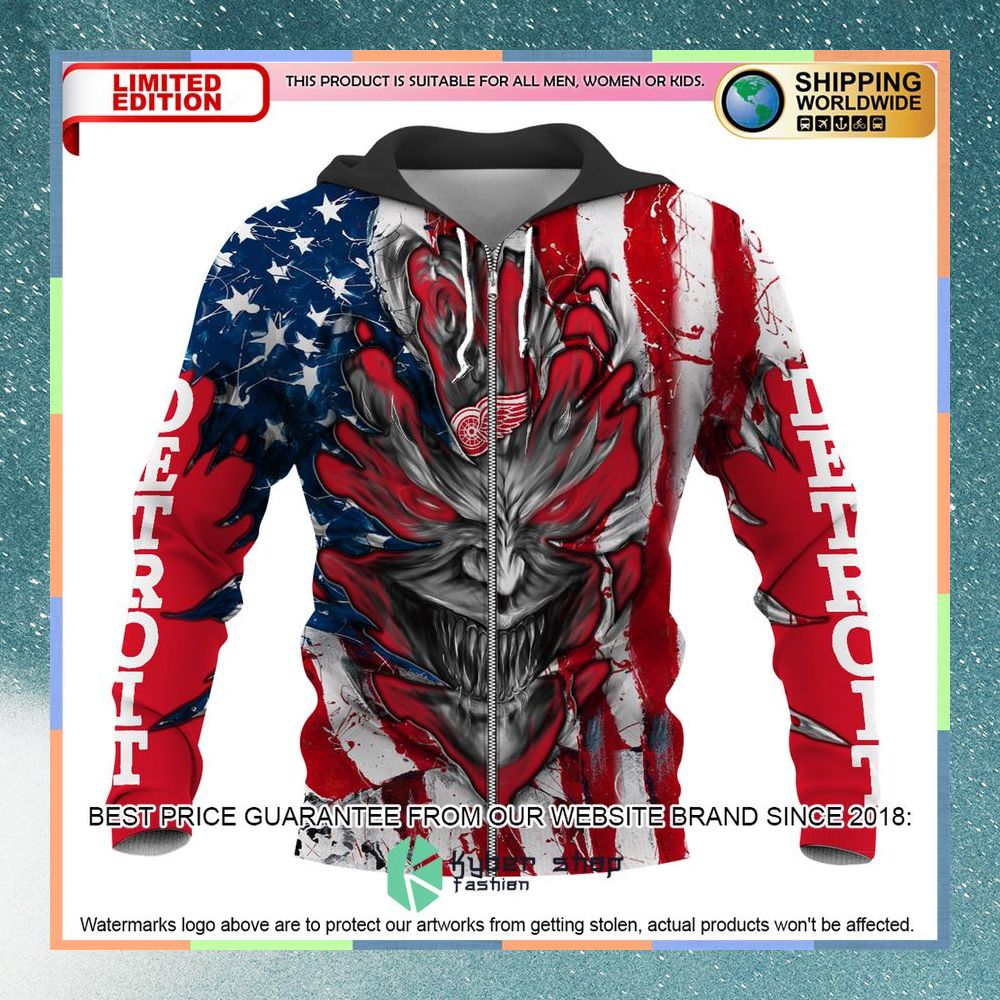 Personalized Detroit Red Wings Demon US Flag 3D Hoodie 8 Personalized Detroit Red Wings Demon US Flag 3D Hoodie word3