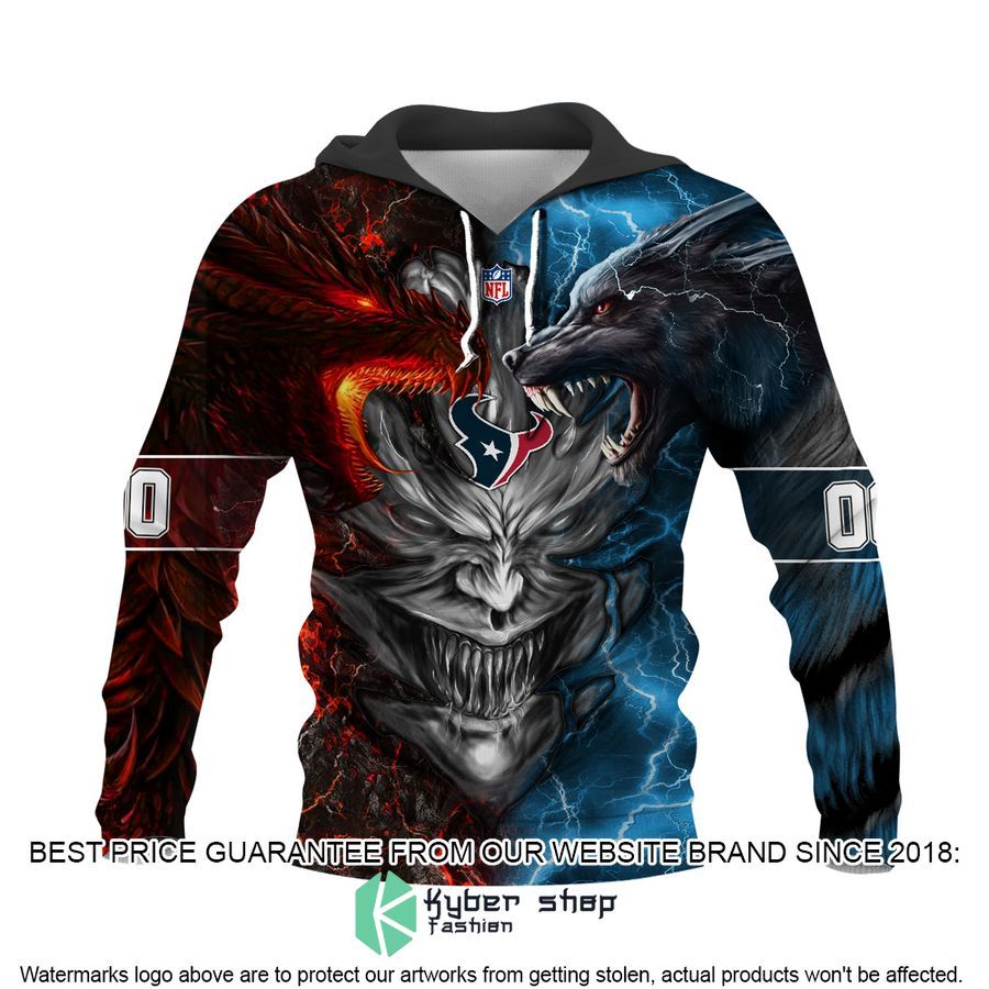 Personalized Houston Texans Dragon Demon Face Hoodie, Pants