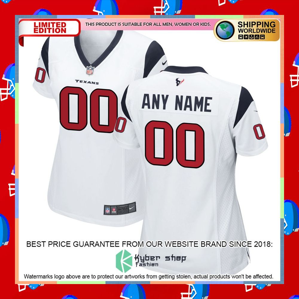 Personalized Houston Texans Women's White Football Jersey