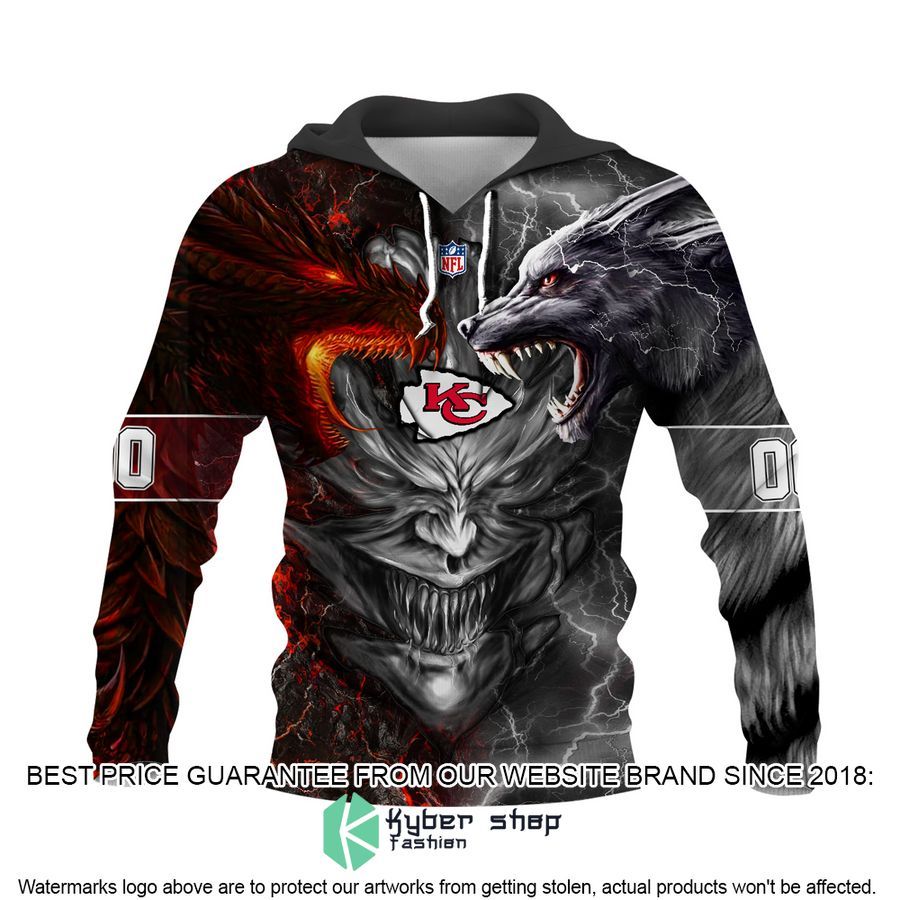 Personalized Kansas City Chiefs Dragon Demon Face Hoodie, Pants