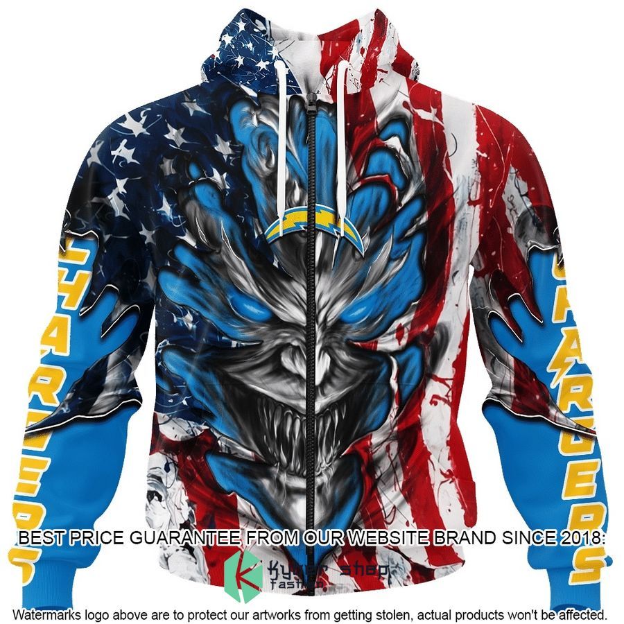 Personalized Los Angeles Chargers Demon Face American Flag Shirt, Hoodie 3 Personalized Los Angeles Chargers Demon Face American Flag Shirt, Hoodie word2