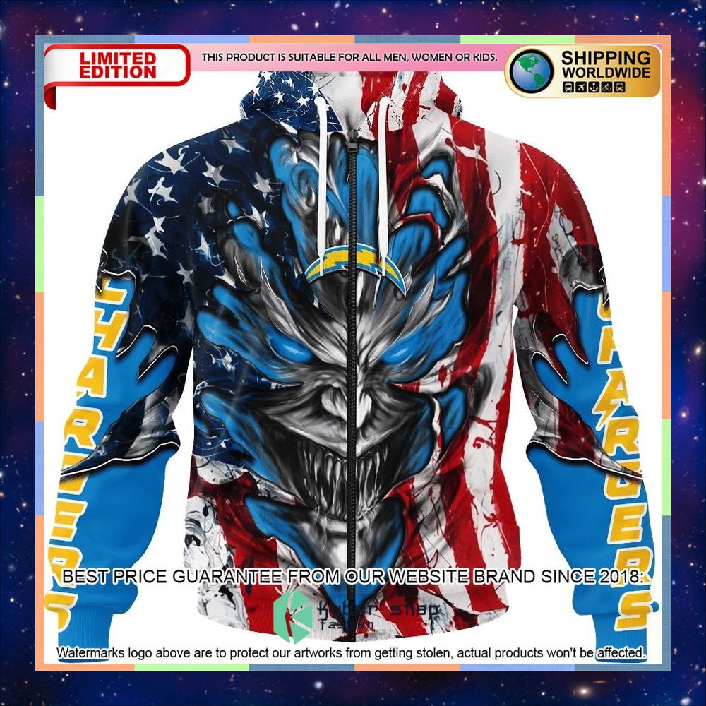 Personalized Los Angeles Chargers Demon Face American Flag Shirt, Hoodie 8 Personalized Los Angeles Chargers Demon Face American Flag Shirt, Hoodie word2