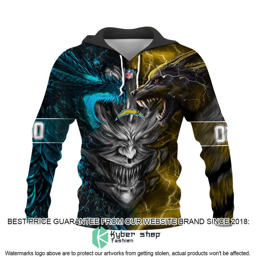 Personalized Los Angeles Chargers Dragon Demon Face Hoodie, Pants 5 Personalized Los Angeles Chargers Dragon Demon Face Hoodie, Pants word2