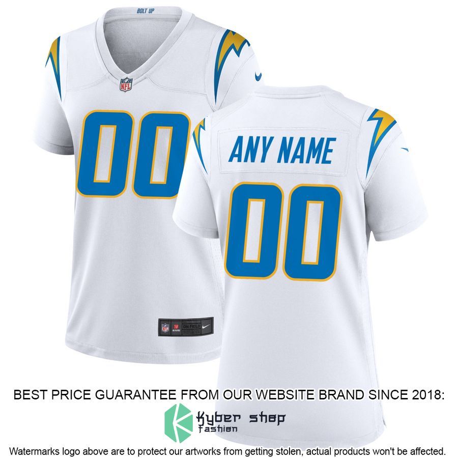 Personalized Los Angeles Chargers Women's White Football Jersey