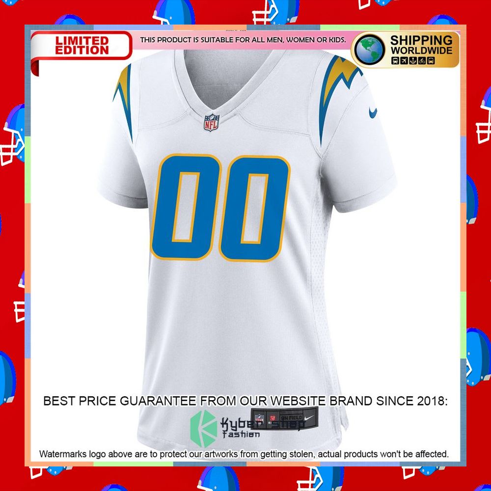 Personalized Los Angeles Chargers Women's White Football Jersey 9 Personalized Los Angeles Chargers Women's White Football Jersey word3