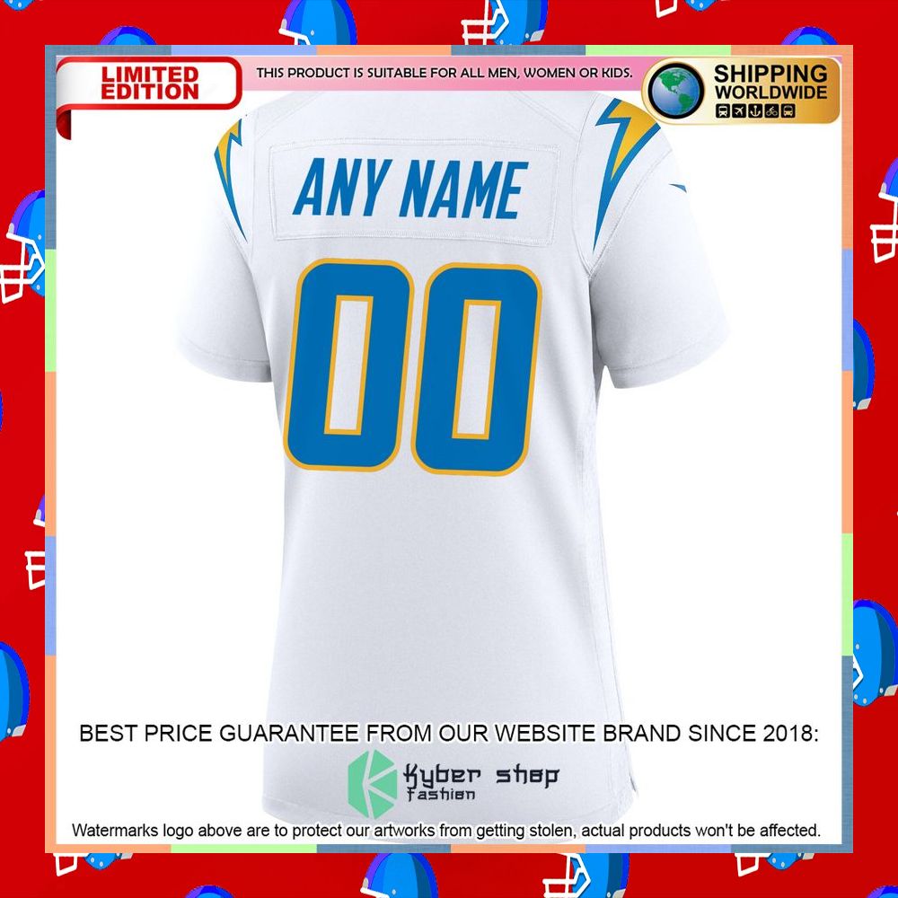 Personalized Los Angeles Chargers Women's White Football Jersey 10 Personalized Los Angeles Chargers Women's White Football Jersey word3
